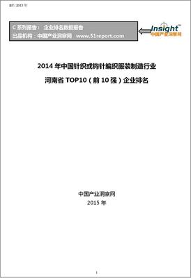 2014年中国针织或钩针编织服装制造行业河南省TOP10企业排名